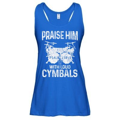 Drummer Praise Him With Loud Cymbals Drumming Christian Ladies Essential Flowy Tank