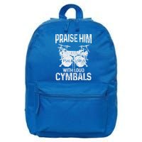 Drummer Praise Him With Loud Cymbals Drumming Christian 16 in Basic Backpack
