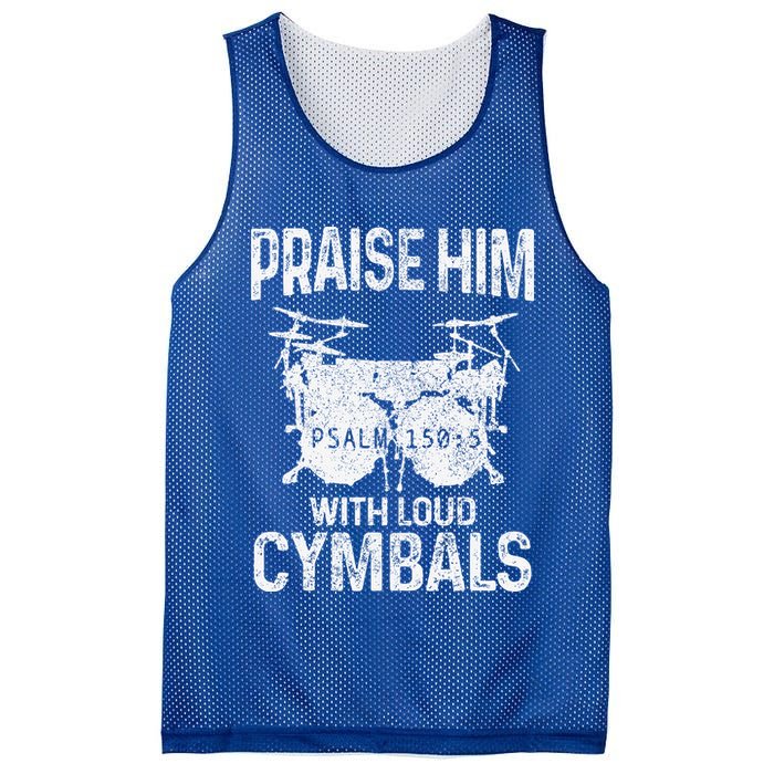 Drummer Praise Him With Loud Cymbals Drumming Christian Mesh Reversible Basketball Jersey Tank