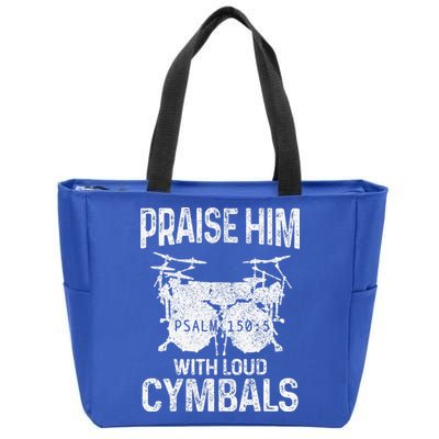 Drummer Praise Him With Loud Cymbals Drumming Christian Zip Tote Bag