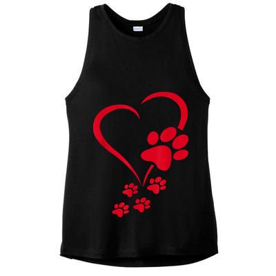 Dog Paws Hearts Baby Dogs Dog Paw Dog Paw Print Ladies PosiCharge Tri-Blend Wicking Tank
