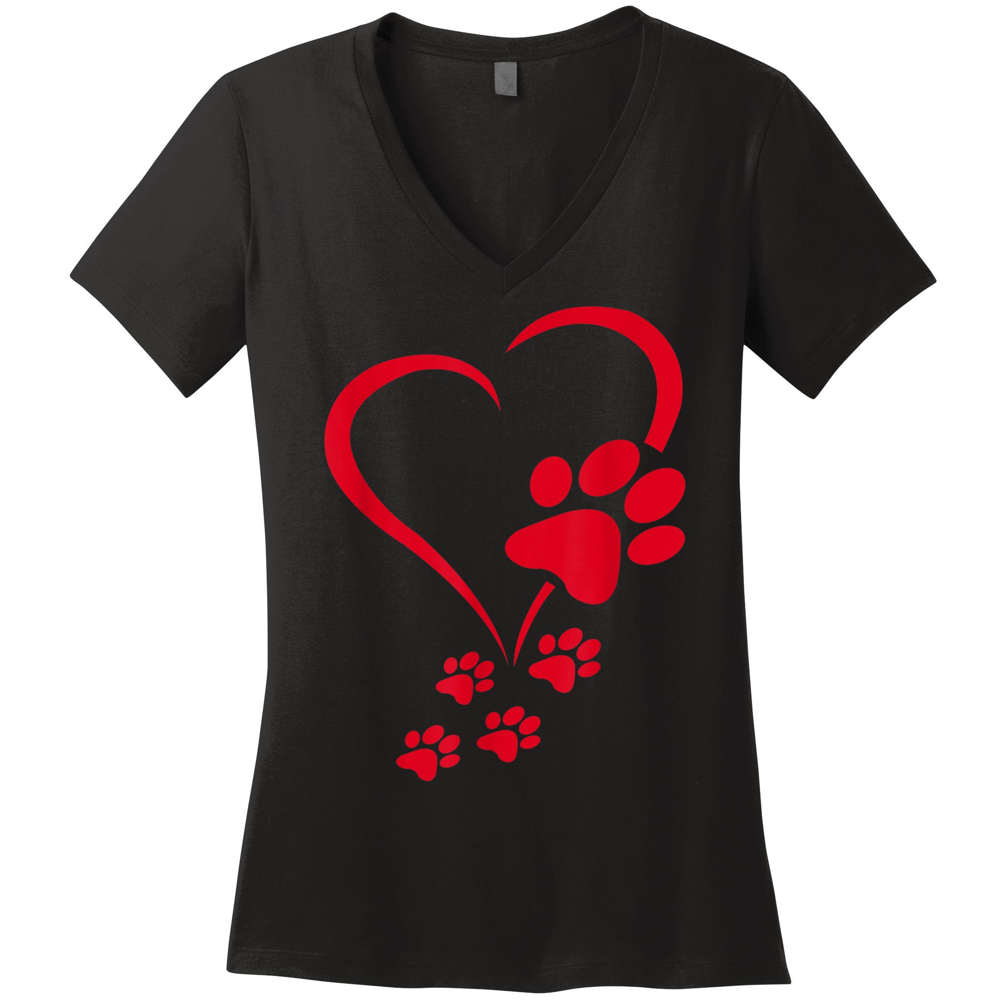 Dog Paws Hearts Baby Dogs Dog Paw Dog Paw Print Women's V-Neck T-Shirt