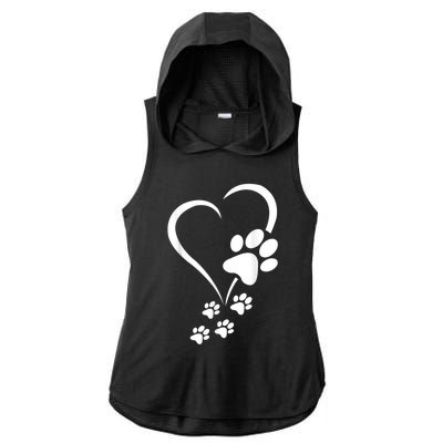 Dog Paws Hearts Baby Dogs Dog Paw Dog Paw Print Ladies PosiCharge Tri-Blend Wicking Draft Hoodie Tank