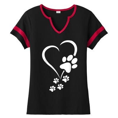 Dog Paws Hearts Baby Dogs Dog Paw Dog Paw Print Ladies Halftime Notch Neck Tee