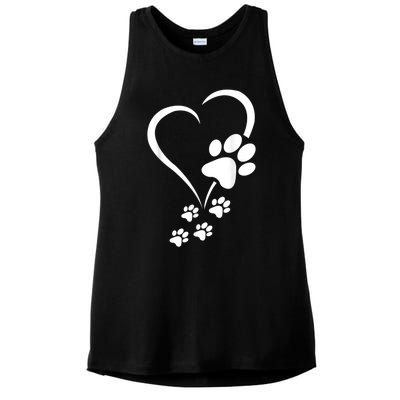 Dog Paws Hearts Baby Dogs Dog Paw Dog Paw Print Ladies PosiCharge Tri-Blend Wicking Tank