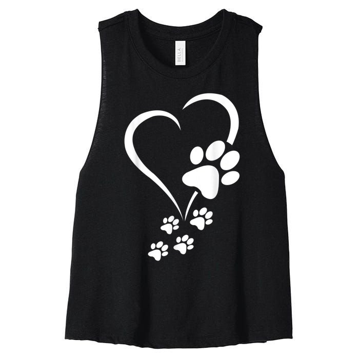 Dog Paws Hearts Baby Dogs Dog Paw Dog Paw Print Women's Racerback Cropped Tank