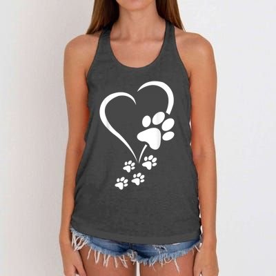 Dog Paws Hearts Baby Dogs Dog Paw Dog Paw Print Women's Knotted Racerback Tank