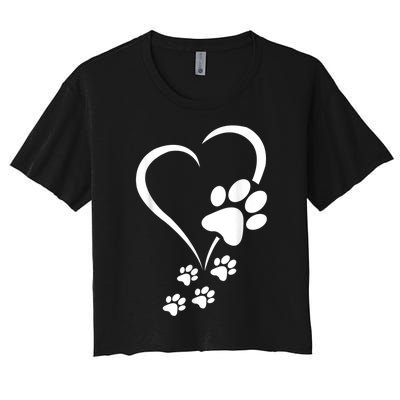 Dog Paws Hearts Baby Dogs Dog Paw Dog Paw Print Women's Crop Top Tee