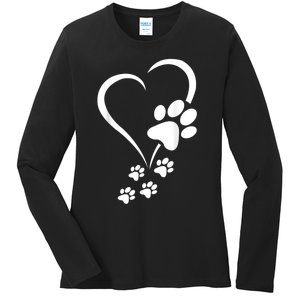 Dog Paws Hearts Baby Dogs Dog Paw Dog Paw Print Ladies Long Sleeve Shirt