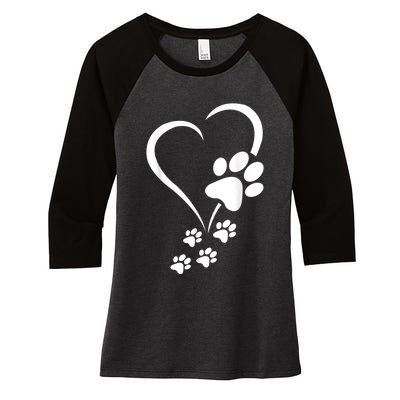 Dog Paws Hearts Baby Dogs Dog Paw Dog Paw Print Women's Tri-Blend 3/4-Sleeve Raglan Shirt