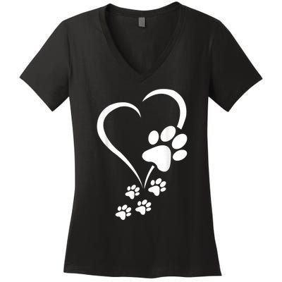 Dog Paws Hearts Baby Dogs Dog Paw Dog Paw Print Women's V-Neck T-Shirt