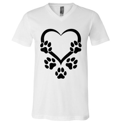 Dog Paw Heart Baby Dogs Dog Paws Hearts Dog Paw V-Neck T-Shirt