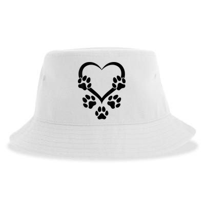 Dog Paw Heart Baby Dogs Dog Paws Hearts Dog Paw Sustainable Bucket Hat