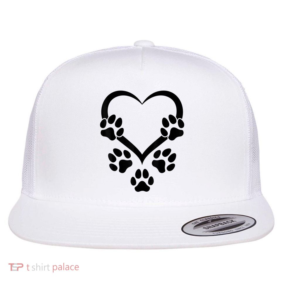 Dog Paw Heart Baby Dogs Dog Paws Hearts Dog Paw Flatbill Hat