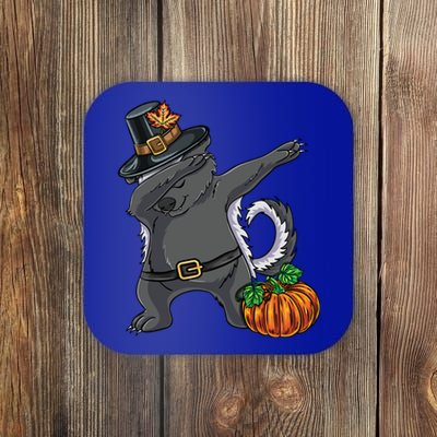 Dabbing Pilgrim Honey Badger Thanksgiving Gift Coaster