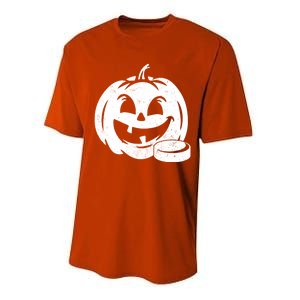 Distressed Pumpkin Hockey Halloween Hockey Player Gift Performance Sprint T-Shirt