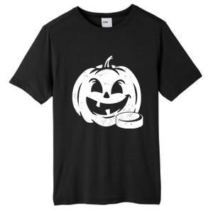 Distressed Pumpkin Hockey Halloween Hockey Player Gift Tall Fusion ChromaSoft Performance T-Shirt