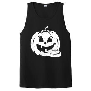 Distressed Pumpkin Hockey Halloween Hockey Player Gift PosiCharge Competitor Tank