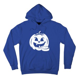 Distressed Pumpkin Hockey Halloween Hockey Player Gift Hoodie