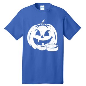 Distressed Pumpkin Hockey Halloween Hockey Player Gift Tall T-Shirt