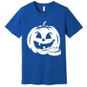 Distressed Pumpkin Hockey Halloween Hockey Player Gift Premium T-Shirt