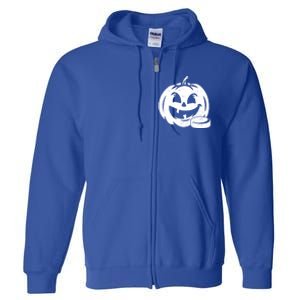 Distressed Pumpkin Hockey Halloween Hockey Player Gift Full Zip Hoodie