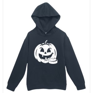 Distressed Pumpkin Hockey Halloween Hockey Player Gift Urban Pullover Hoodie