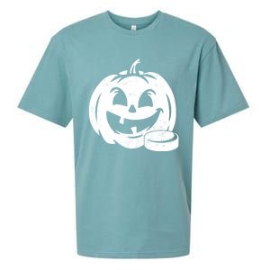 Distressed Pumpkin Hockey Halloween Hockey Player Gift Sueded Cloud Jersey T-Shirt