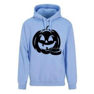 Distressed Pumpkin Hockey Halloween Hockey Player Gift Unisex Surf Hoodie