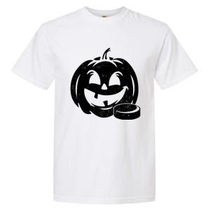 Distressed Pumpkin Hockey Halloween Hockey Player Gift Garment-Dyed Heavyweight T-Shirt