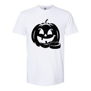 Distressed Pumpkin Hockey Halloween Hockey Player Gift Softstyle CVC T-Shirt