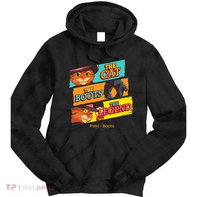 Dreamworks Puss In Boots The Last Wish Logo Panels Tie Dye Hoodie
