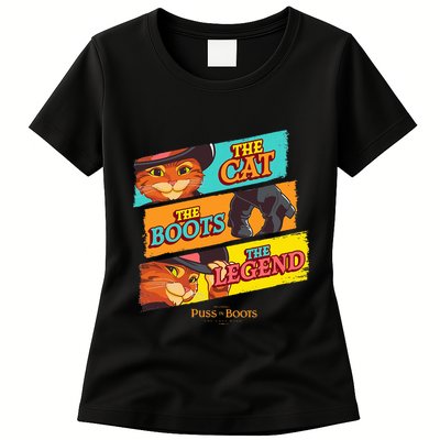 Dreamworks Puss In Boots The Last Wish Logo Panels Womens T-Shirt