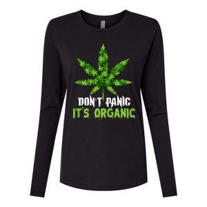 Don't Panic It's Organic Medical Marijuana Womens Cotton Relaxed Long Sleeve T-Shirt