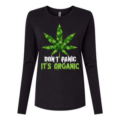 Don't Panic It's Organic Medical Marijuana Womens Cotton Relaxed Long Sleeve T-Shirt