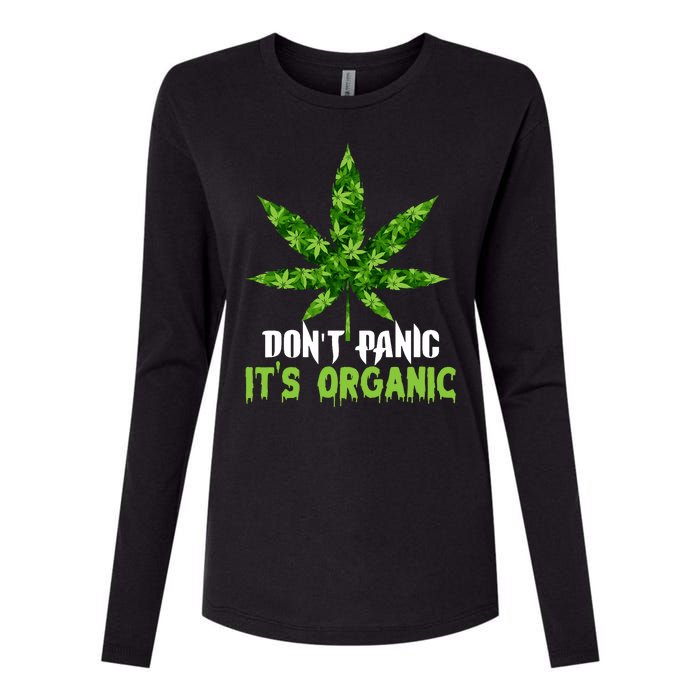 Don't Panic It's Organic Medical Marijuana Womens Cotton Relaxed Long Sleeve T-Shirt