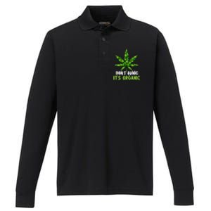 Don't Panic It's Organic Medical Marijuana Performance Long Sleeve Polo