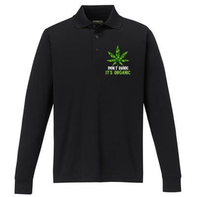 Don't Panic It's Organic Medical Marijuana Performance Long Sleeve Polo