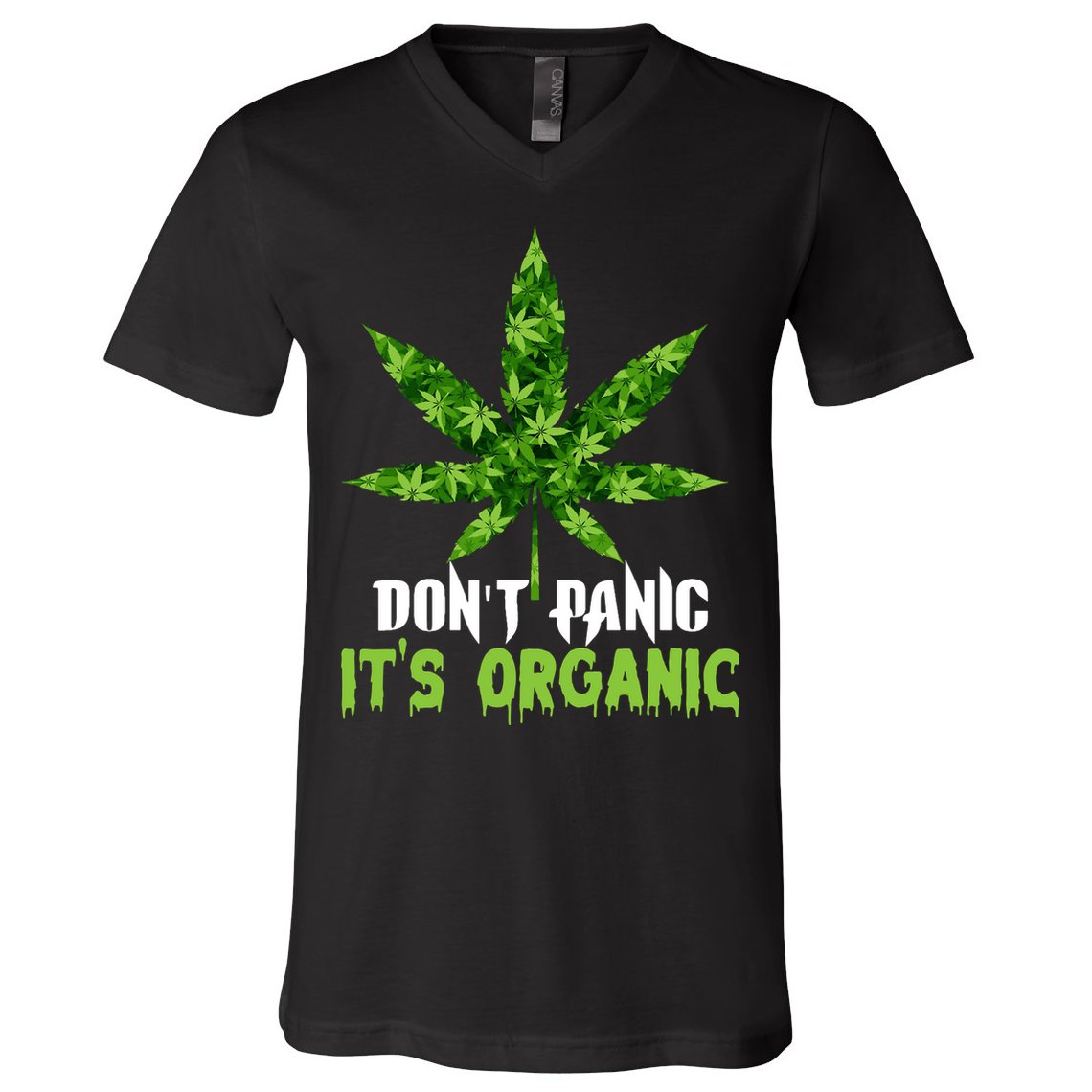 Don't Panic It's Organic Medical Marijuana V-Neck T-Shirt