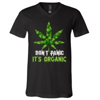 Don't Panic It's Organic Medical Marijuana V-Neck T-Shirt