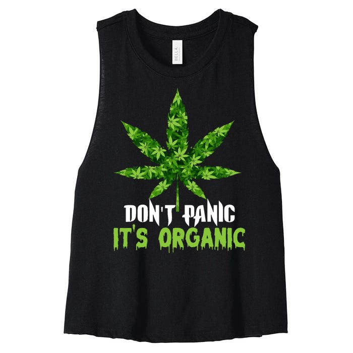 Don't Panic It's Organic Medical Marijuana Women's Racerback Cropped Tank