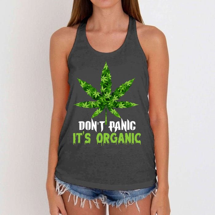 Don't Panic It's Organic Medical Marijuana Women's Knotted Racerback Tank