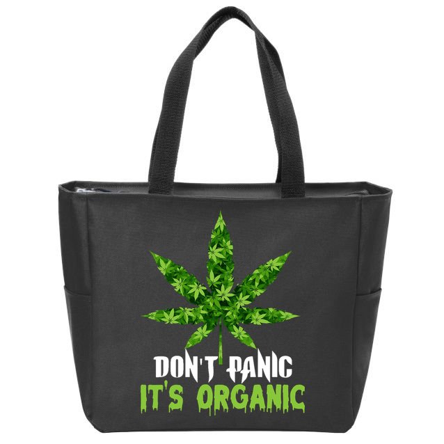 Don't Panic It's Organic Medical Marijuana Zip Tote Bag