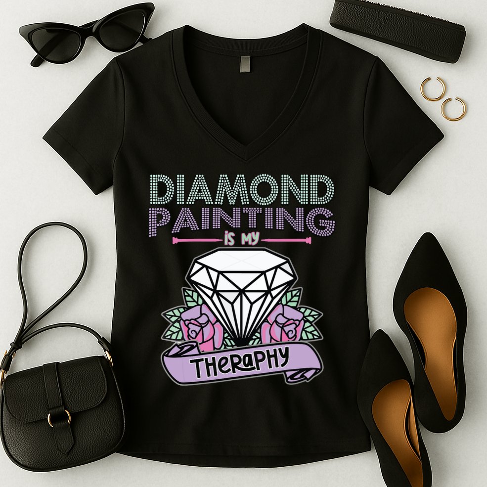 Diamond Painting Is My Therapy Diamond Painting Gifts Women's V-Neck T-Shirt
