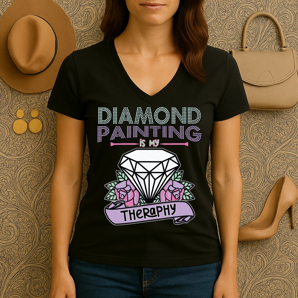 Diamond Painting Is My Therapy Diamond Painting Gifts Women's V-Neck T-Shirt