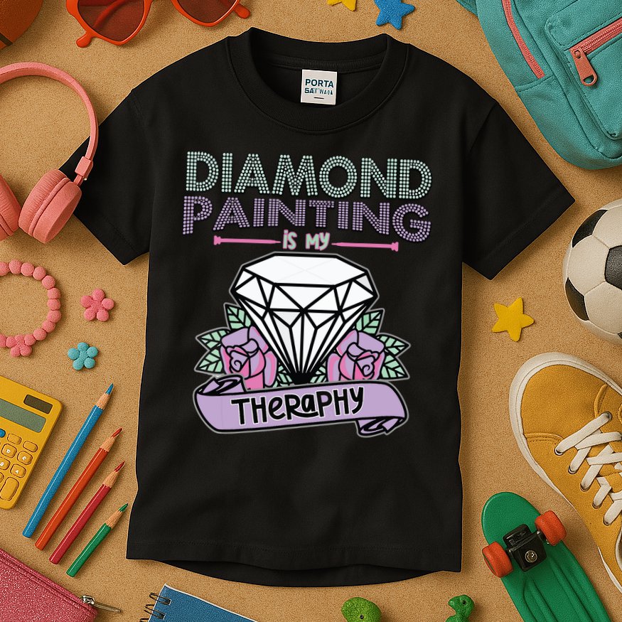 Diamond Painting Is My Therapy Diamond Painting Gifts Kids T-Shirt
