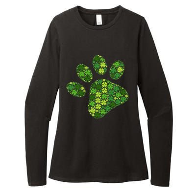 Dog Paw Irish Lucky Green Shamrock Clover St Patricks Day Gift Womens CVC Long Sleeve Shirt