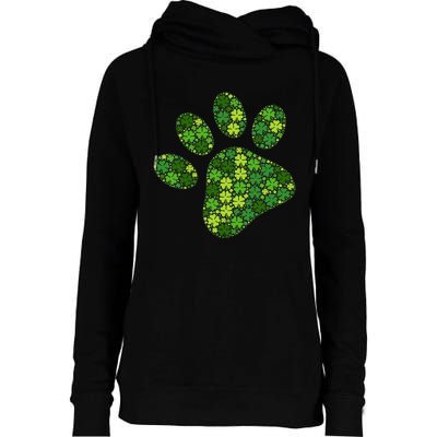 Dog Paw Irish Lucky Green Shamrock Clover St Patricks Day Gift Womens Funnel Neck Pullover Hood