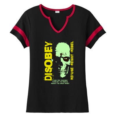 Disobey Politically Incorrect Resist The Great Reset Ladies Halftime Notch Neck Tee