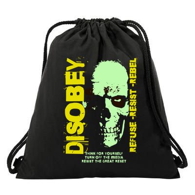 Disobey Politically Incorrect Resist The Great Reset Drawstring Bag